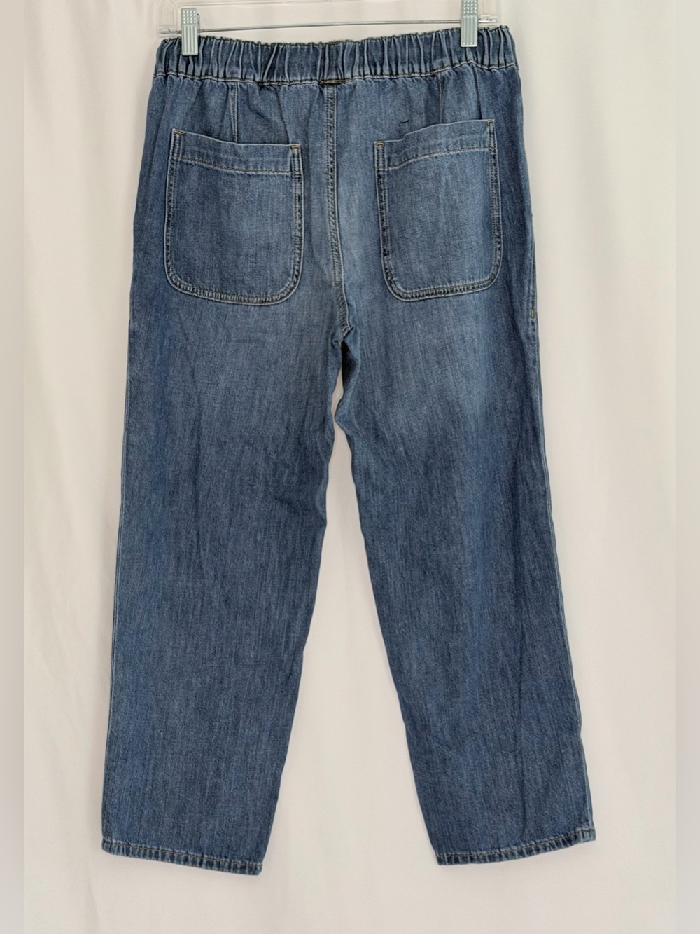 J.Crew Factory Petite Chambray Pants 27P Pull-On Elastic Waist Cropped Denim NWT - Picture 4 of 8